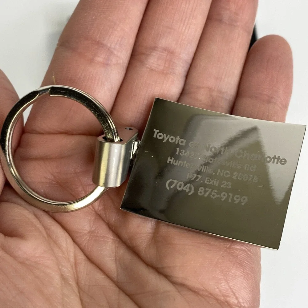 Toyota Metal Keychain Square Logo Red Emblem Etched North Charlotte Dealer